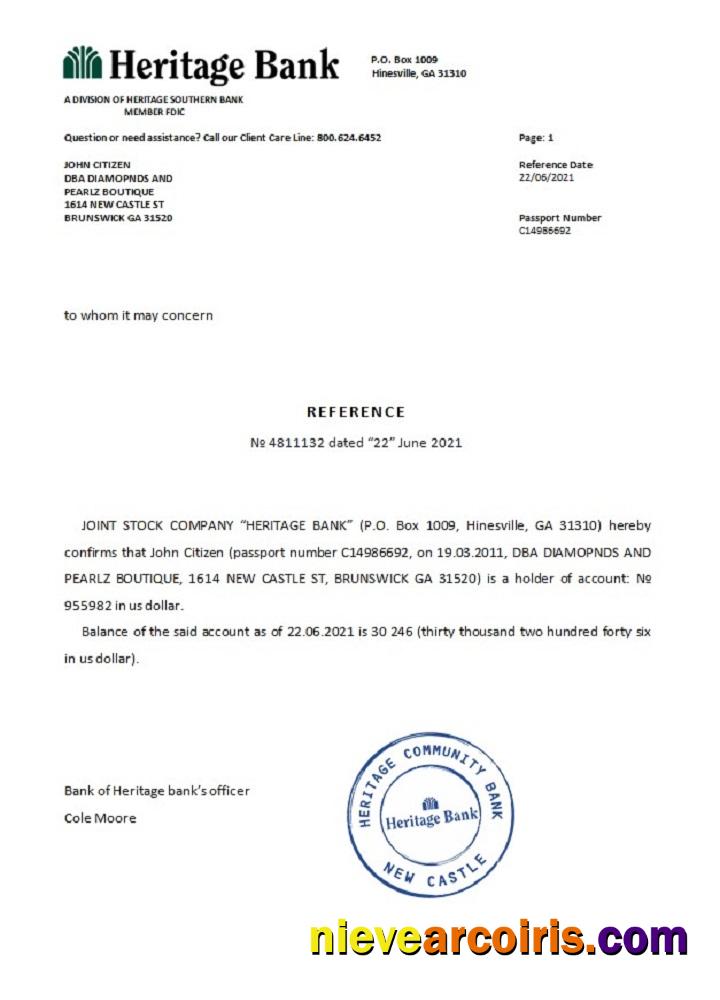 USA Heritage Bank reference